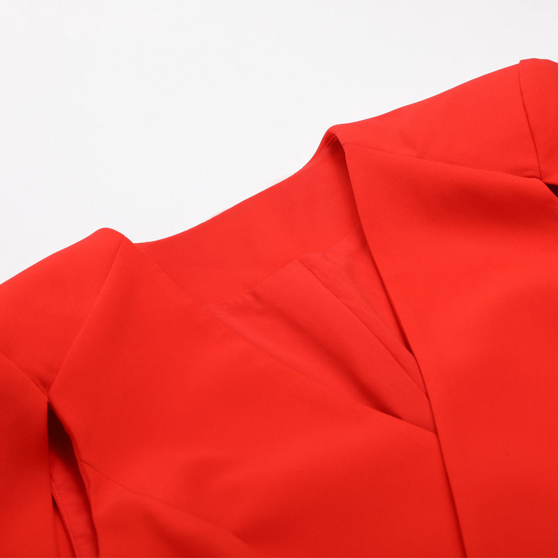 Suit Dress, V-Neck Dress, Cape Dress