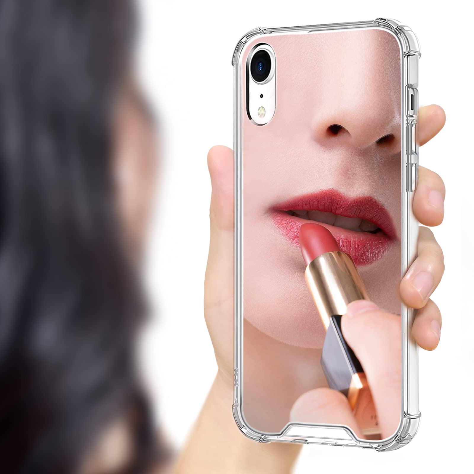 Cavdycidy Compatible with iPhone Xr Mirror Case for WomenAcrylic Mirror Phone Case That Can Be Used for Outdoor Makeup for Girl Who Love Beauty(Classic Mirror)