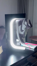 Levitating Shoe Display Floating Shelf Magnetic Sneaker Stand with LED Light Rotating Acrylic Holder for Advertising Exhibition Show in Shop Store Gift Home Decoration