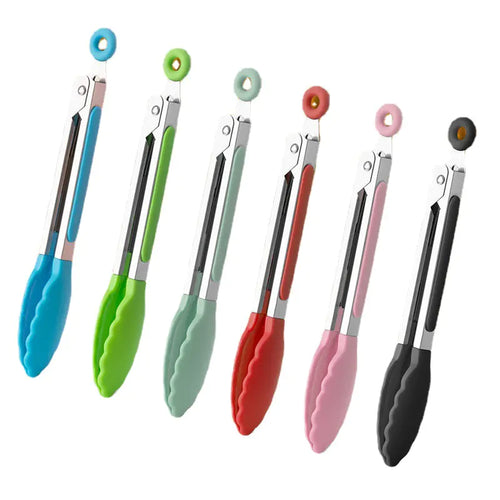 5PCS 7″ Silicone Tip Kitchen Tongs