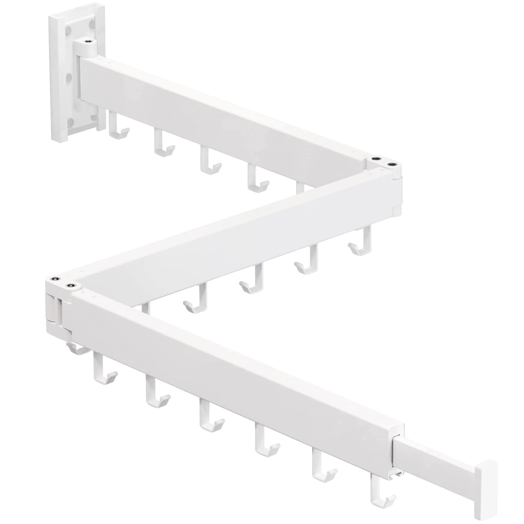 Clothes Drying RackLaundry Drying rackWall Mounted Clothes RackClothes Hanging RackLaundry Rack Wall MountFolding Retractable Collapsible Drying Rack Clothing (Three-PolesJ HooksWhite)