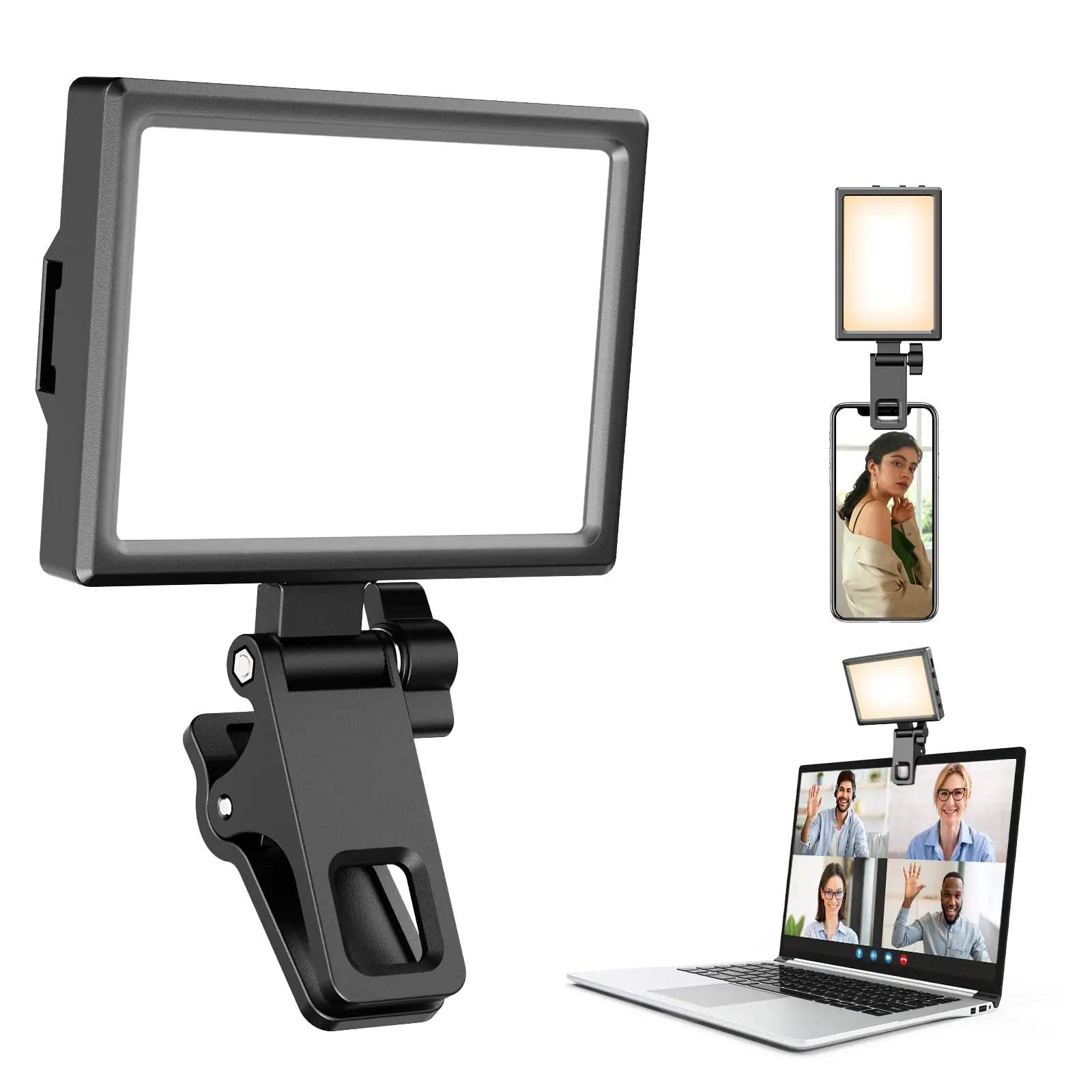 Aureday Rechargeable Selfie Light Clip-on LED Ring Light for Phone Laptop Tablet and Computer Portable Phone Light for Selfie/Video Conference/Zoom Call/Photography/Makeup/Picture