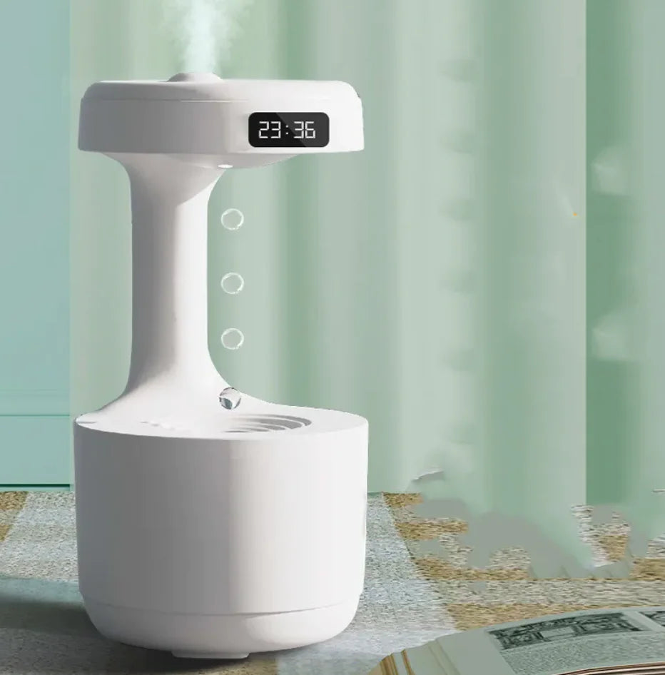 Anti-Gravity Water Drop Humidifier With Clock