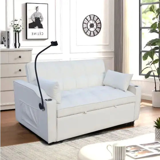 Modern Velvet Double Sofa Bed With Pull-out Bed 3-in-1 Convertible Sofa Bed