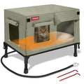 SOVPAIT Outdoor Heated Cat House Nylon Waterproof Fabric Strong Supporting Iron Pipe Outdoor Kitty House Can Be Used IndoorsOutdoorWinterSummerOutdoor Cat House Shelter (TanLarge)