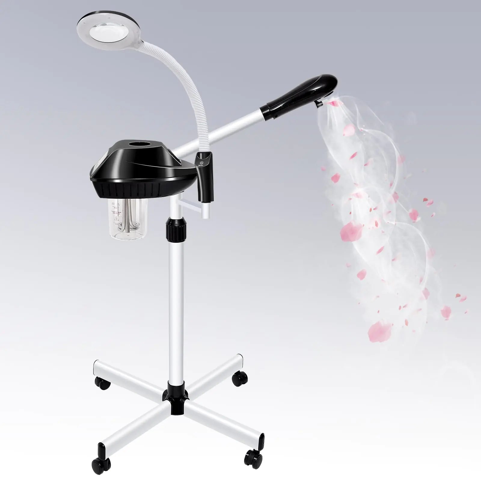 Takeashine Professional Facial Steamer 2 in 1 Facial Steamer on Wheels with 5X Magnifying Lamp Ozone Facial Steamer for Facial Deep Cleaning Esthetician Facial Steamer for Spa Salon and Home Use