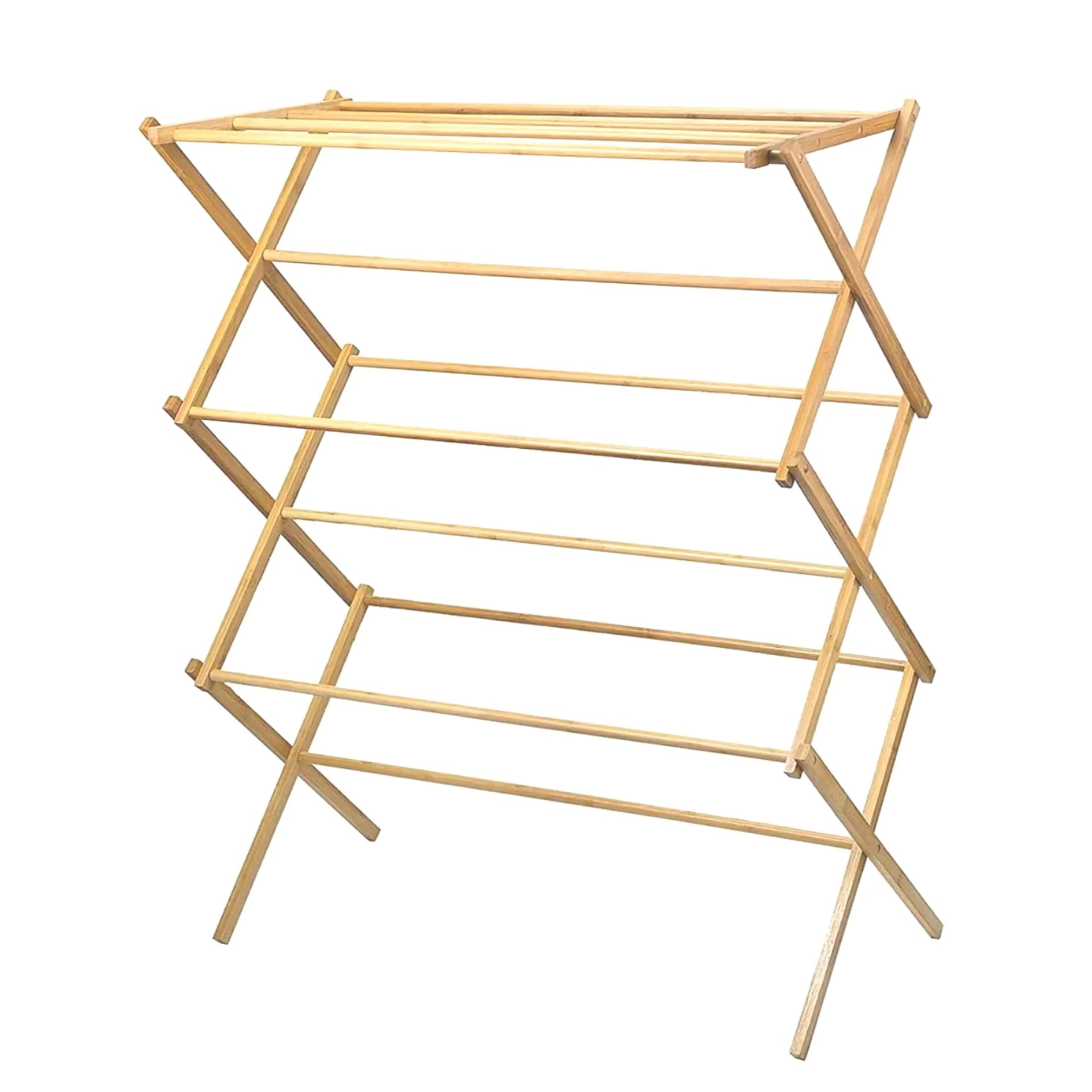 Home-it Wooden Clothes Drying Rack for Laundry - Collapsible Folding Bamboo Laundry Drying Rack for Drying Clothes - Heavy Duty Pre Assembled