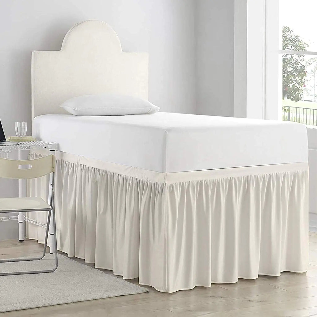 Dorm Room Bed Skirt - Ruffled Dorm Sized Bed Skirt - Dorm Bed Skirt Twin XL - Extra Long Dorm Room Bed Skirt - College Dorm Bed Skirt 30 Inch Drop - 100% Microfiber Bed Skirt - Ivory